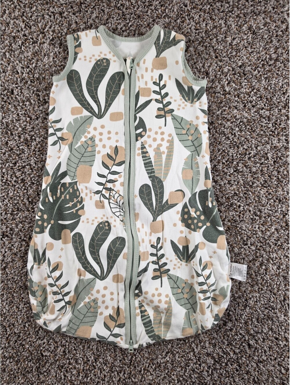 Yoofoss Baby Sz 0-6M Sleep Sack Green White Leaf Print Unisex